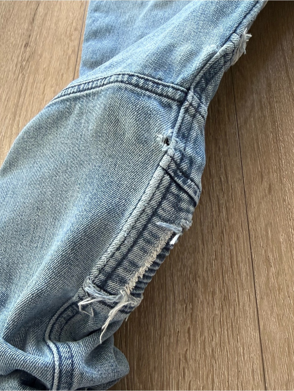 Men's Stacked light blue Skinny Motto Biker Jeans with Ribbed Knee Panels 34x32 - Picture 7 of 10